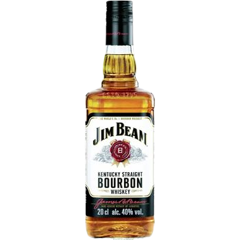 A 200 ml bottle of Jim Beam Kentucky Straight Bourbon Whisky, featuring the classic Jim Beam label with white background and red accents, filled with rich amber bourbon. The image showcases the compact size of the bottle, ideal for gifting, sampling, or travel.