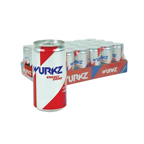 24-pack of 250ml Wurkz Energy Drinks, Award-winning energy booster with caffeine, B vitamins, and taurine