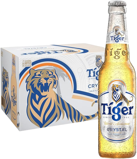 325ml Tiger Crystal Bottle Beer BBD May 2024 chilled