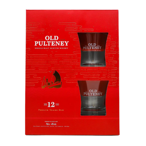 Old Pulteney 12 Years Single The Maritime Malt Scotch Whisky 700ml with 2 glasses and Gift Box