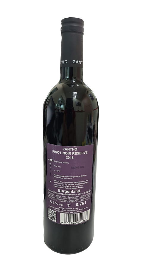 PinotNoirReserve2018Zantho750ml-back