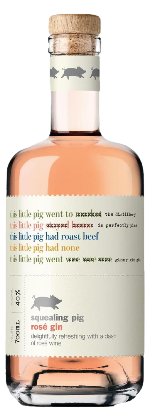 Squealing Pig Rose Gin delightfully refreshing with a dash of rose wine 1000ml